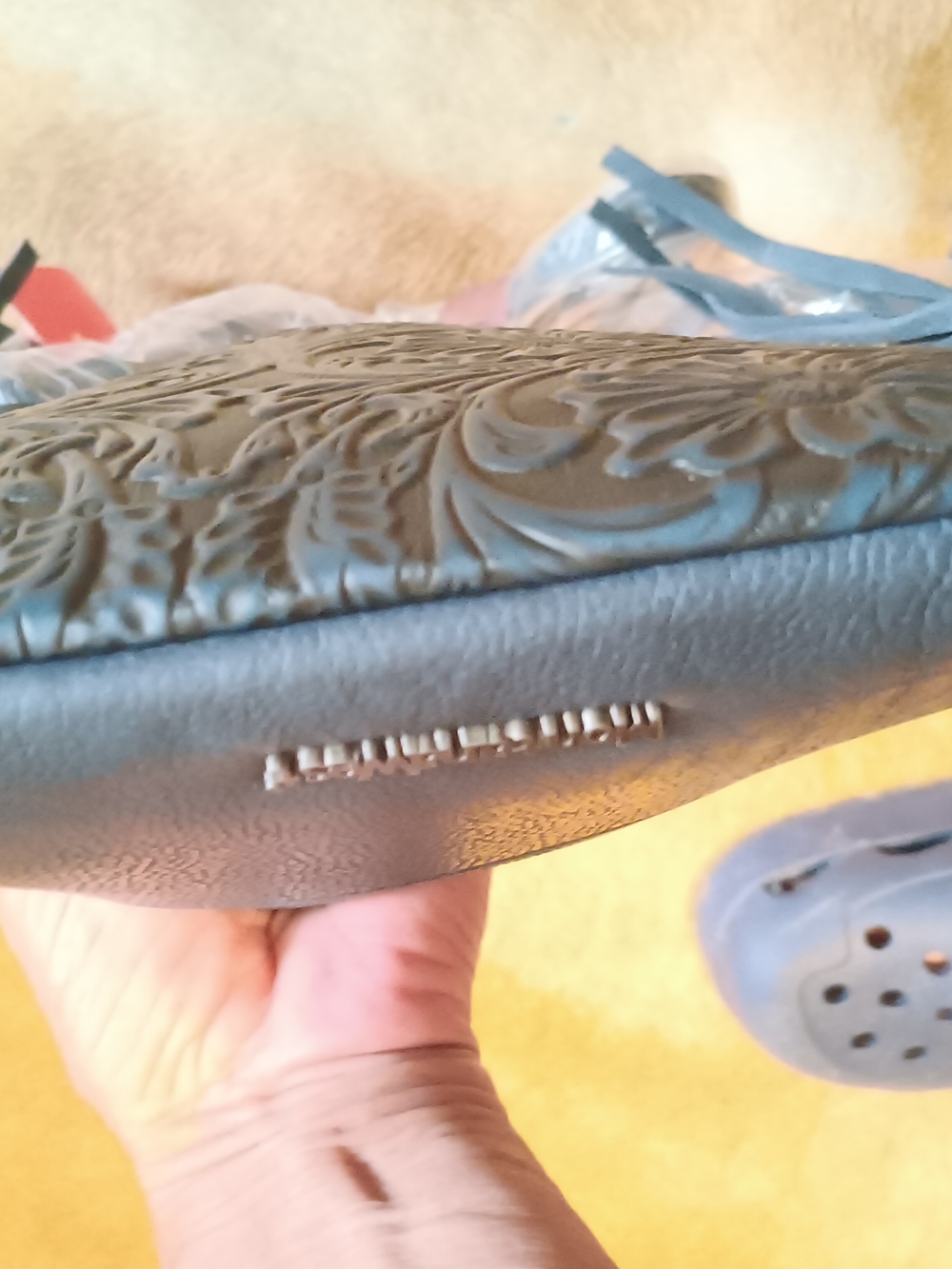 Montana West Grenishblue Embossed Floral Fringe Crossbody Bag - Picture 5 of 7